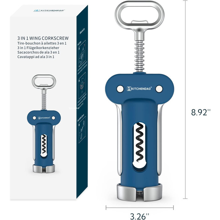 Штопор 3-в-1 синий KITCHENDAO