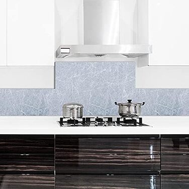 Алюмінієвий кухонний фартух, виготовлений в Італії, захищає плиту та стіну, миється та легко встановлюється, металевий фартух, 48 x 72 см (48x72, сірий мармур)