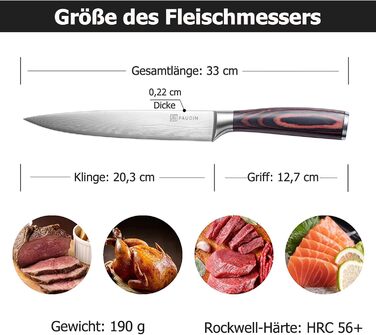 Кухонный нож 20 см с деревянной ручкой PAUDIN