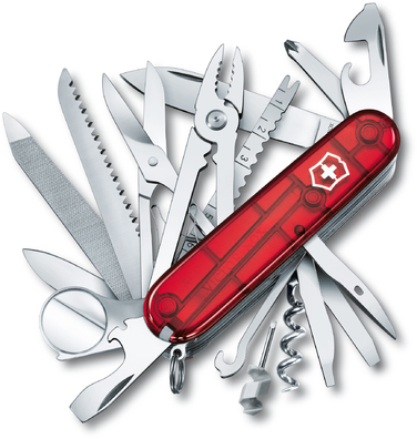 Нож Victorinox Swisschamp 91мм/33funk/красный прозрачный
