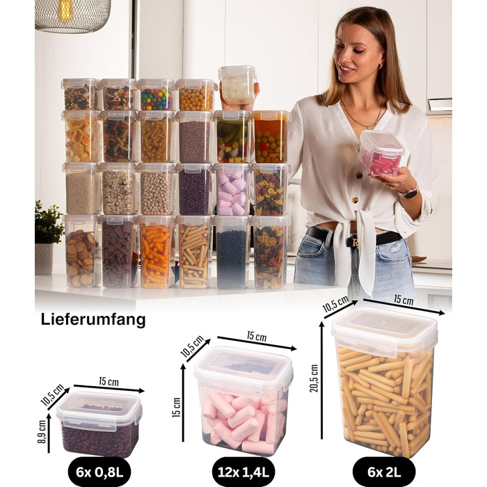 Набор из 24 контейнеров для хранения, прозрачный/белый Deco haus