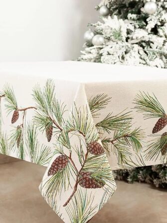 Різдвяна гобеленова скатертина Home of Christmas Скатертина на Різдво та Новий рік (Соснові шишки (без блискіток), 140x240 см)