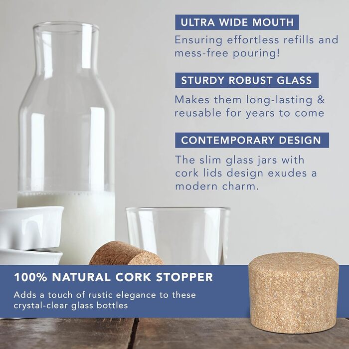 Стеклянные бутылки-графы 4 шт 1 л HEFTMAN