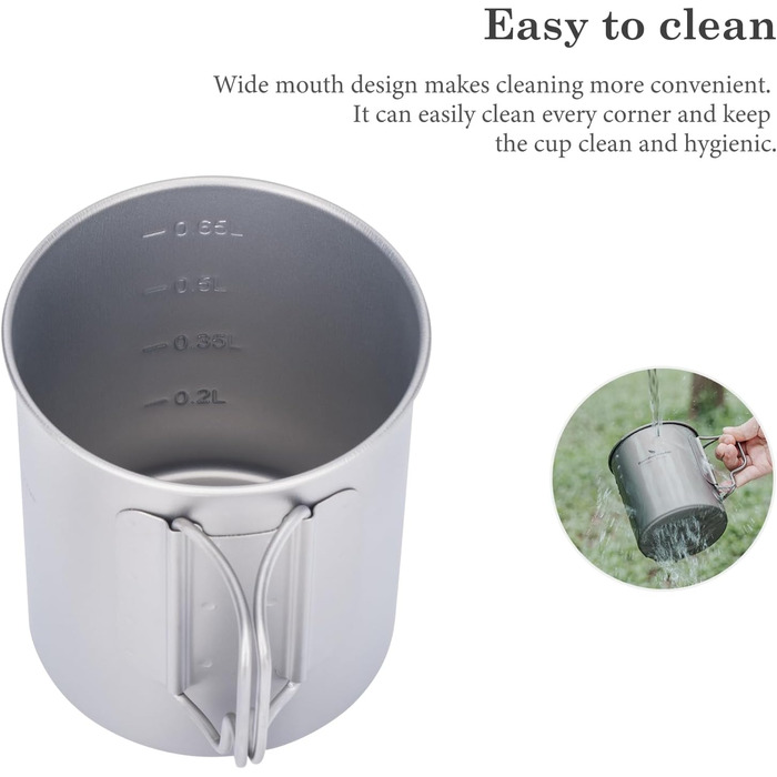 Титановая кружка с крышкой и складной ручкой для кемпинга 750 мл Boundless Voyage