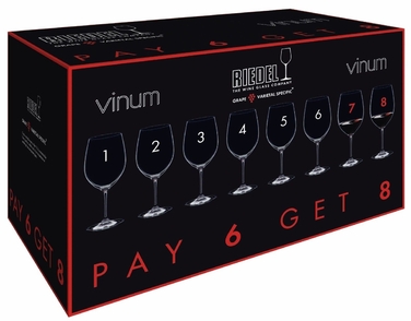 Набір келихів Bordeaux 610 мл, 6 шт + 2 в подарунок, кришталь, Vinum, Riedel