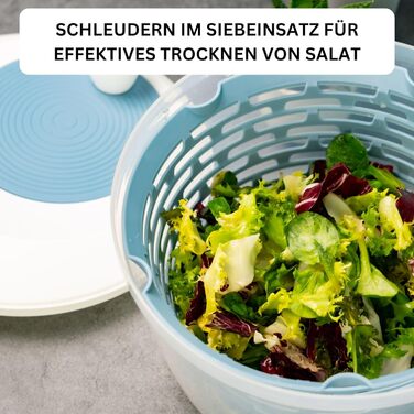 Спінер для салату Westmark, об'єм 4,4 л, ø 23,5 см, пластик, без бісфенолу А, Spinderella, колір прозорий/білий/зелений, 2430224A (синій, стандартний)