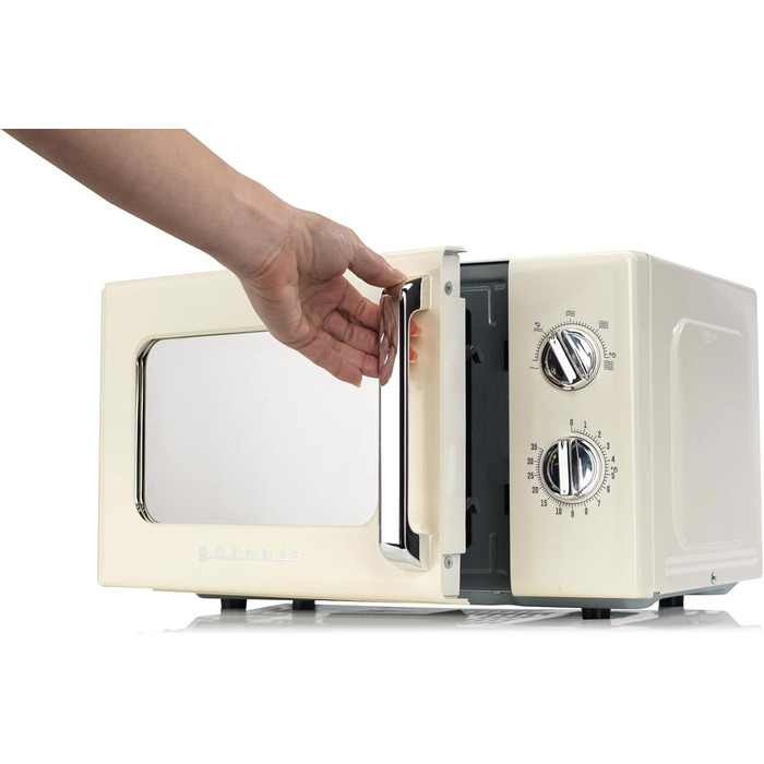 Мікрохвильова піч Gorenje MO20A3WH / 20 л / 800 Вт / AquaClean / AutoMenu / Сенсорне керування / LED-дисплей / Функція розморожування / 5 рівнів потужності / Блокування від дітей / Білий (Ретро, Шампанське)