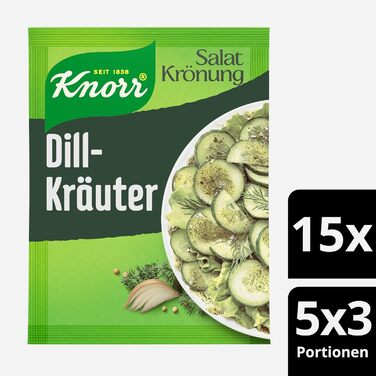 Заправка для салату Knorr з кроповими травами для смачної заправки для салату з натуральними інгредієнтами* 5 x 3 порції 15 кропових трав 9 г (75 упаковок)