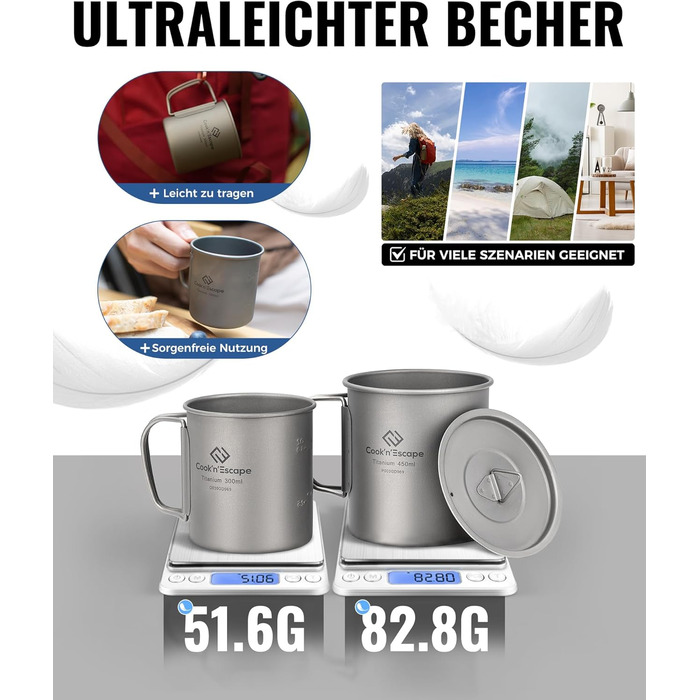 Набор чашек для кемпинга 300 и 450 мл COOK'N'ESCAPE