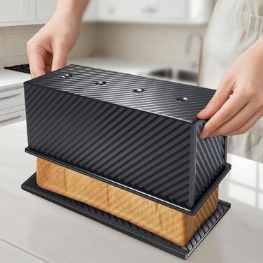 Форма для випікання тостів 1000 г з кришкою, ‎33 x 13 x 12 см чорна Hikaproligt