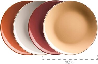 Современный набор посуды на 4 персоны с ободком цвета латуни, комбинированный набор из 16 предметов в форме купе без ободка, красочный, керамогранит, природа, 931871 Metallic Rim