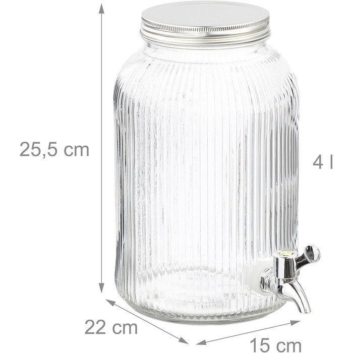 Диспенсер для напоїв з краном та кришкою 4 л Relaxdays