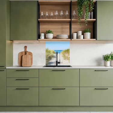 Кухонний фартух 60x80 см Самоклеючий настінний захисний екран для кухні Кухонний фартух Кухонні фасади Кухонні фартухи Кухонна стіна Вода - Пейзаж - (Пляж - Море, 80 x 80 см)