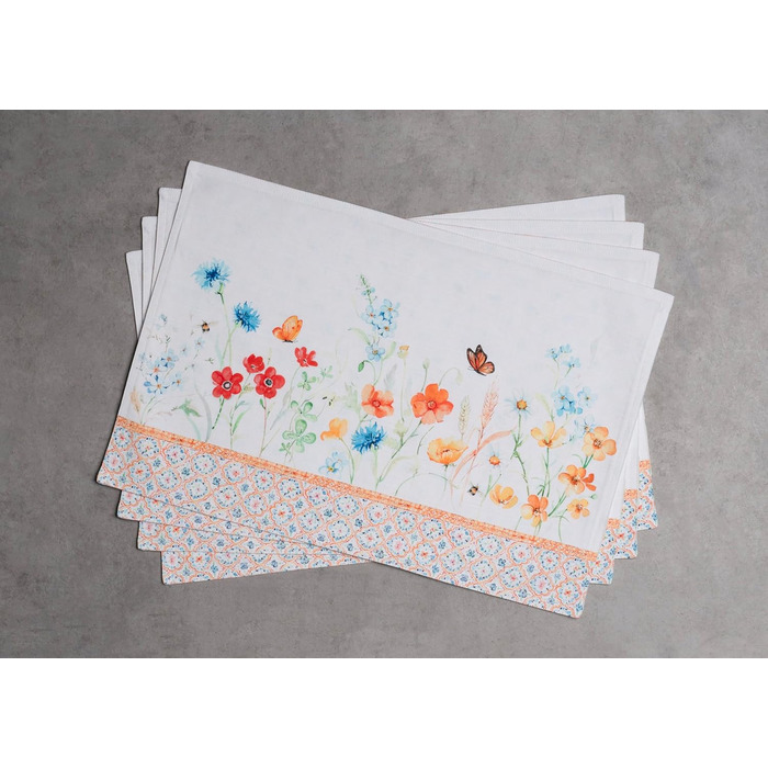 Бавовняні килимки для серветок, набір з 4 шт. , декоративні килимки для серветок, пасхальні килимки, що миються, для свят, вечерь, весни, літа (33 см x 48 см) (029 - Літній шепіт), 39Hermine 100