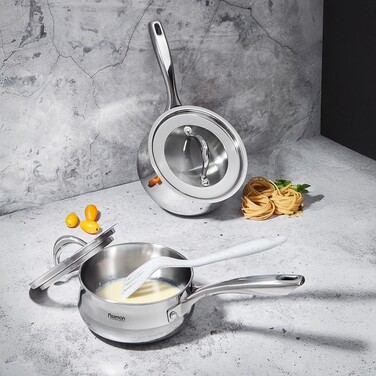 Ківш Fissman ABSOLUTE PRO 18x9 см / 2,2 л зі скляною кришкою нержавіюча сталь (5545)