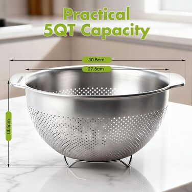 Кухонний друшляк-сито з 2 ручками 27 см Greentainer