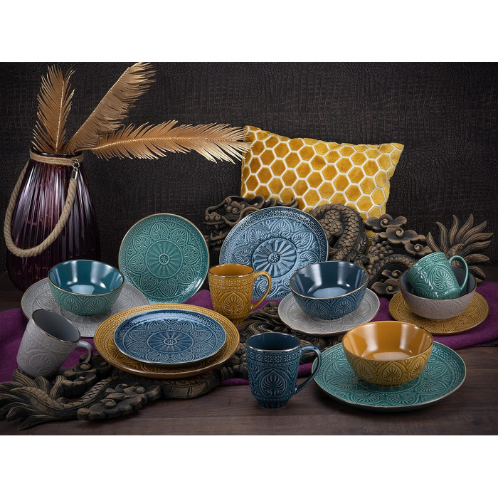 Набір посуду на 4 персони, 16 предметів, різнокольоровий Samarkand Creatable