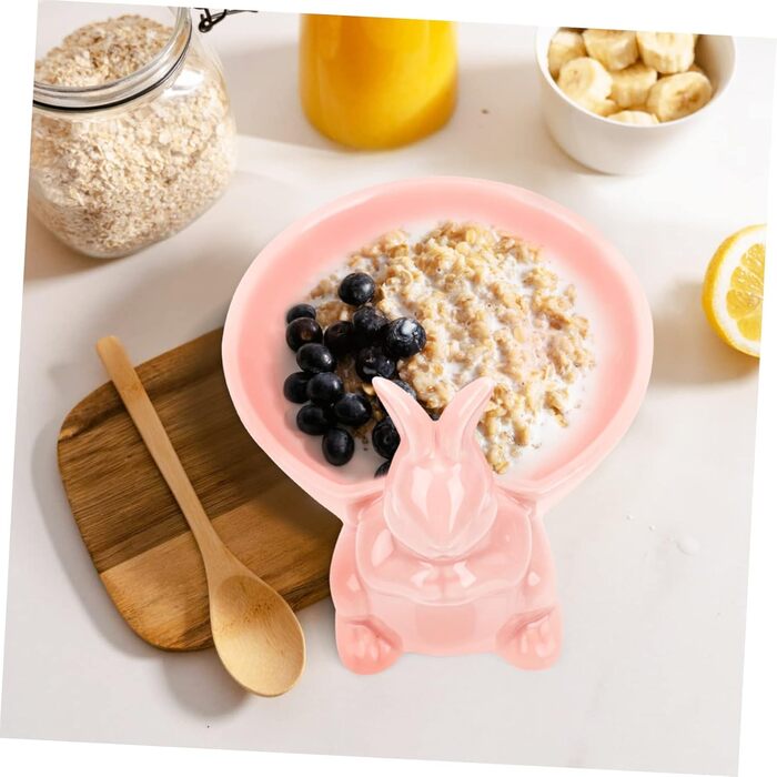 Керамическая миска с кроликом розовый HOLIDYOYO