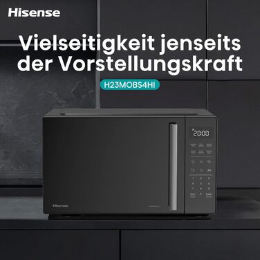 Мікрохвильова піч Hisense H20MOBP1HI / 700 Вт / InverterTech / Керамічне покриття / Преміальне скло / Виготовлена на замовлення, багатофазне приготування / Функція розморожування / 5 рівнів потужності / Блокування від дітей / Чорна (23 л, цифрове керуванн