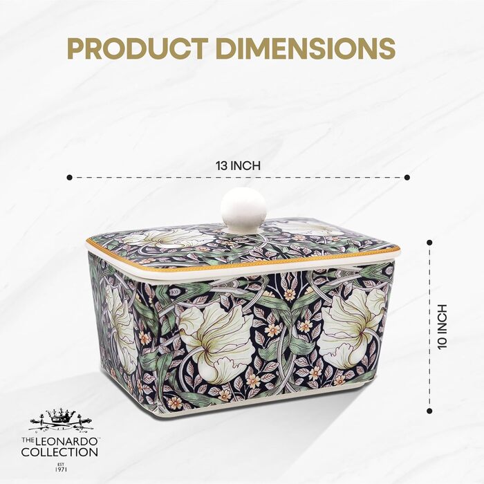 Маслянка з кришкою, китайська кераміка, з гарними акварельними мотивами, дизайн від галереї Дженніфер Роуз для Busy Bees (барвистий (квітковий візерунок))