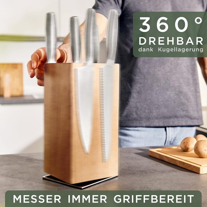 Магнітний обертовий блок для ножів з деревини дуба WALDWERK