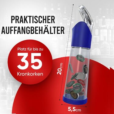 Відкривачка для пляшок з контейнером для кришок синій wortek