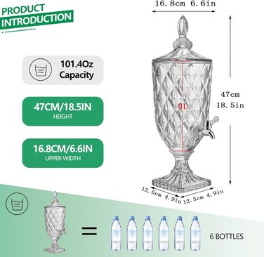 Стеклянный диспенсер для напитков с краном 3 л ZEERSHEE