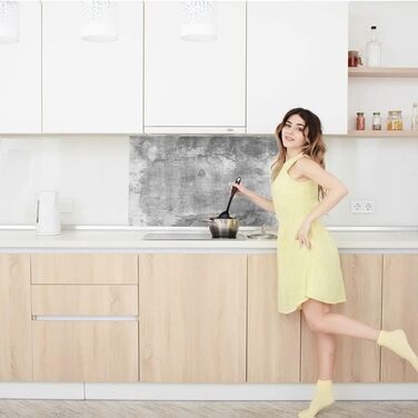 Дизайнерський кухонний фартух з алюмінієвого композиту, кухонний фартух, товщина 3 мм, 60x100 см, (Стара штукатурка стіни сірого кольору)