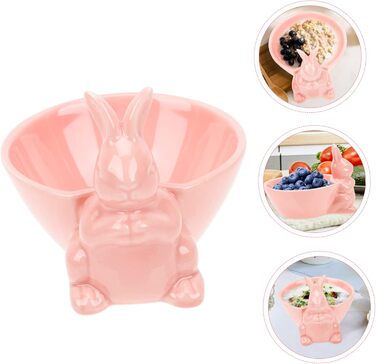 Керамическая миска с кроликом розовый HOLIDYOYO