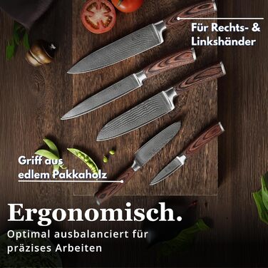 Набір кухонних ножів 5 предметів з дамаської сталі  Wakoli