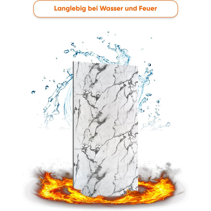 Стінові панелі IZODEKOR під мармур 60x120 см Панель для кухонного фартуха ПВХ-облицювання стін для кухні, ванної кімнати Бризкозахисний екран для кухні Водонепроникний та термостійкий (4 панелі 4 монтажних клею, Arctic Breeze)