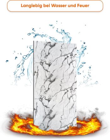 Стінові панелі IZODEKOR під мармур 60x120 см Панель для кухонного фартуха ПВХ-облицювання стін для кухні, ванної кімнати Бризкозахисний екран для кухні Водонепроникний та термостійкий (4 панелі 4 монтажних клею, Arctic Breeze)