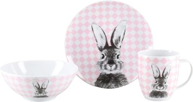 Набір посуду 3 предмета з порцеляни рожевий Creatable