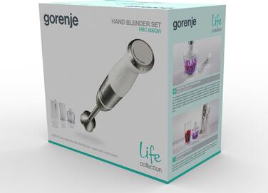 Gorenje Блендер погружной 800Вт, 5в1, чаша-500мл, измельчитель, белый