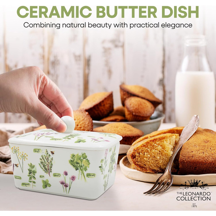 Маслянка з кришкою, китайська кераміка, з гарними акварельними мотивами, розроблена галереєю Дженніфер Роуз для Busy Bees (сад трав)