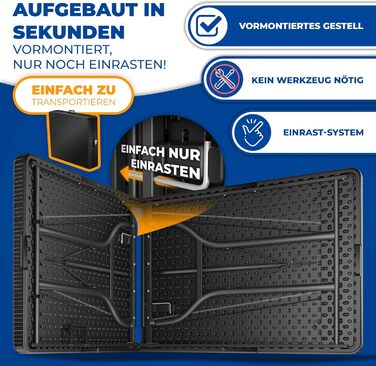 Кемпинговый стол 183 х 76 х 74 см черный KESSER