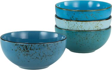 Набір посуду серії з 4 предметів, миска для пластівців, покебоул з кераміки (Nature Collection Aqua, синій), 23432