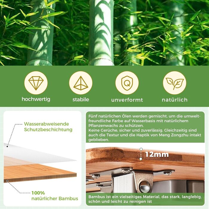 Складний бамбуковий стіл для кемпінгу 100 x 65 см KingCamp