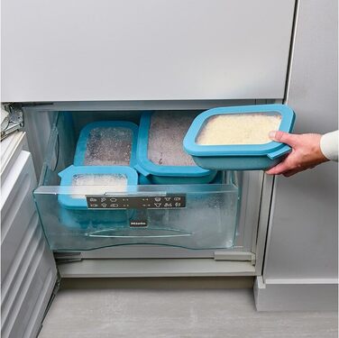 Прямоугольный набор из 3 предметов Cirqula с несколькими лотками - Банки для хранения с крышкой - Подходит в качестве ящика для хранения, холодильника, морозильной камеры и посуды для микроволновой печи - 750, 1500 и 3000 мл - (Nordic Blue, набор из 3 пре