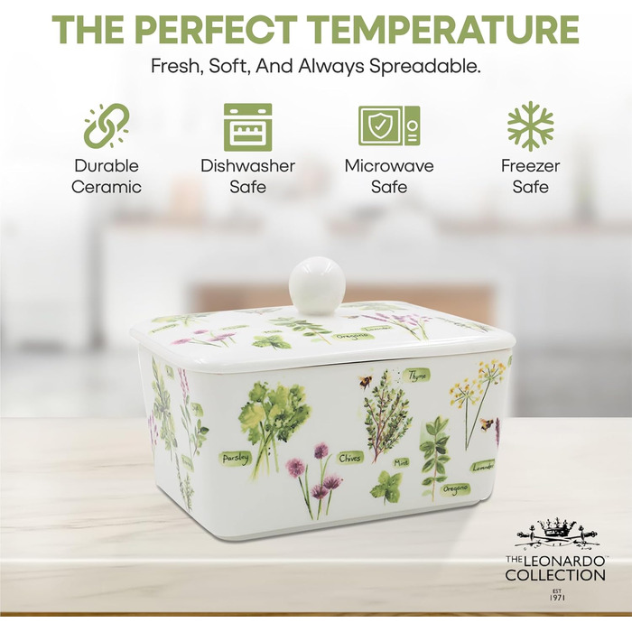 Маслянка з кришкою, китайська кераміка, з гарними акварельними мотивами, розроблена галереєю Дженніфер Роуз для Busy Bees (сад трав)