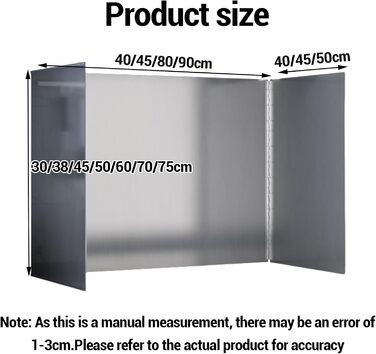 Складана панель для кухонного захисту від бризок, кухонна пластина для захисту каструль, захист від бризок з антипригарним покриттям, легко миється, для щоденного приготування їжі (трисекційна складна панель, 70*80*50 см)