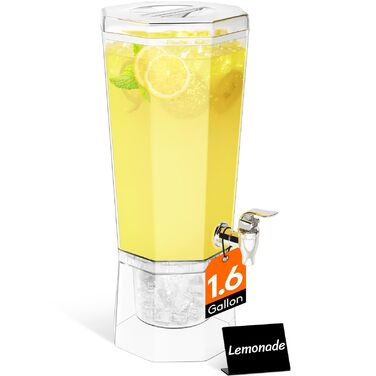 Диспенсер для напитков с краном и подставкой, пластиковый кувшин для воды, лимонада, сока обемом 1,6 л. Подставка семная, идеально подходит для вечеринок.