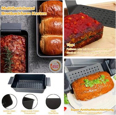 Форма для випікання хліба сталева зі знімною решіткою, чорна