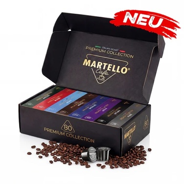 Кофемашина капсульная белая Smart Martello и набор 80 кофейных капсул Premium Selection Box Martello