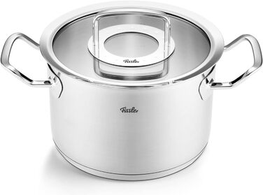 Каструля Fissler Original-Profi Collection/Нержавіюча сталь (Ø 2,1 л) зі скляною кришкою індукційна, срібляста (20 см)
