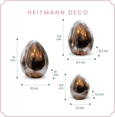 Набір декоративних фігурок Heitmann керамічна пасхальна прикраса під порцеляну, для встановлення, біла, приблизно 12,5 x 10,5 x 8 см (яйця - сріблясті матові)