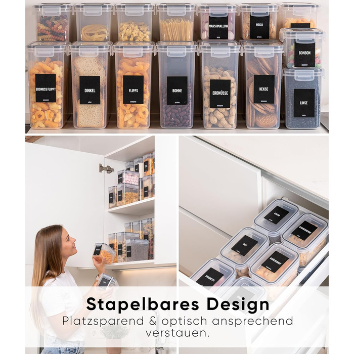 Набор из 24 контейнеров для хранения, прозрачный/черный XL Deco haus