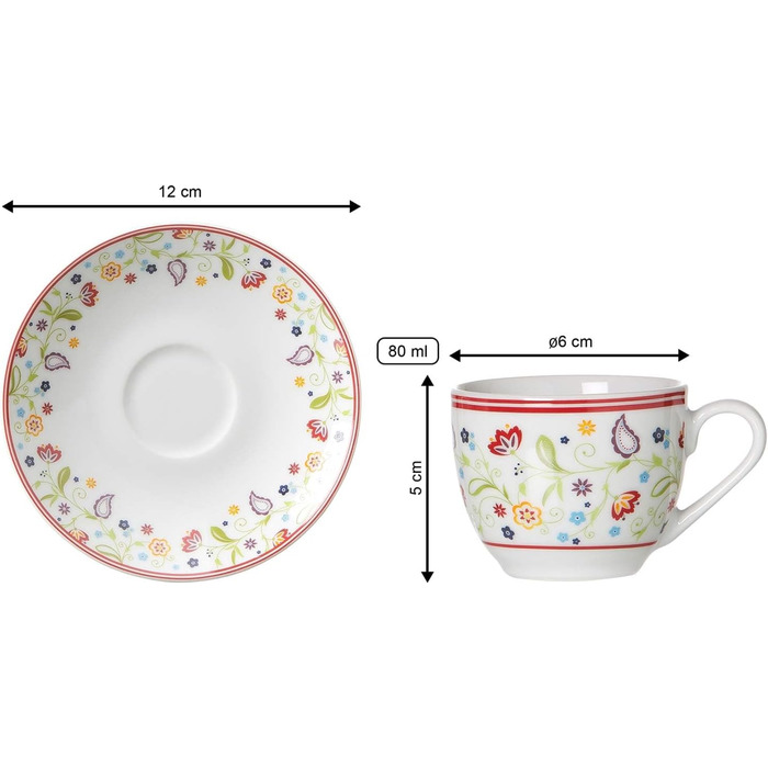 Набор чашек с блюдцами для эспрессо 6 шт 80 мл Ritzenhoff & Breker