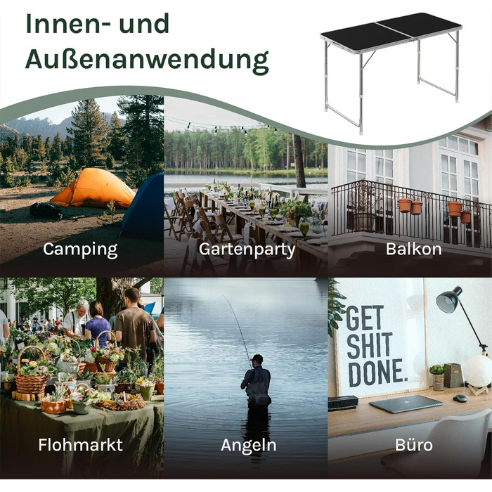 Кемпинговый стол 120x60 см черный WOLTU