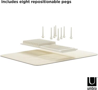 Подставка-сушилка для посуды с ковриком 61 х 46 см бежевая Udry Peg Umbra